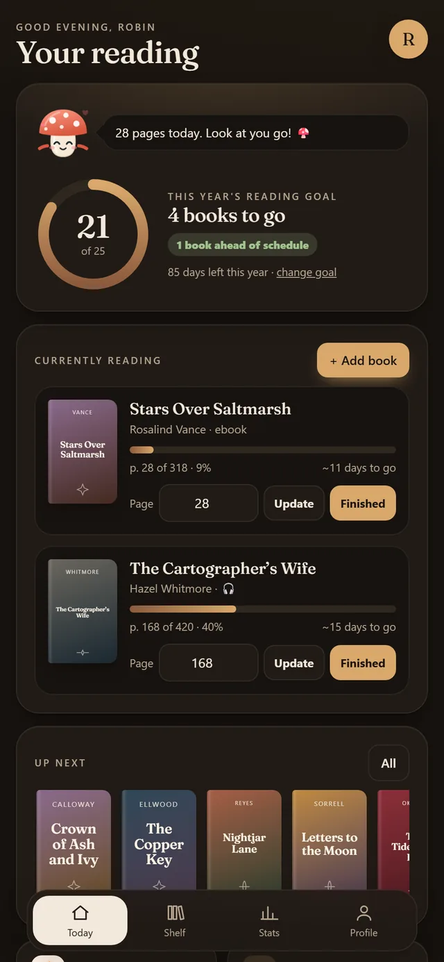Book Tracker app screen