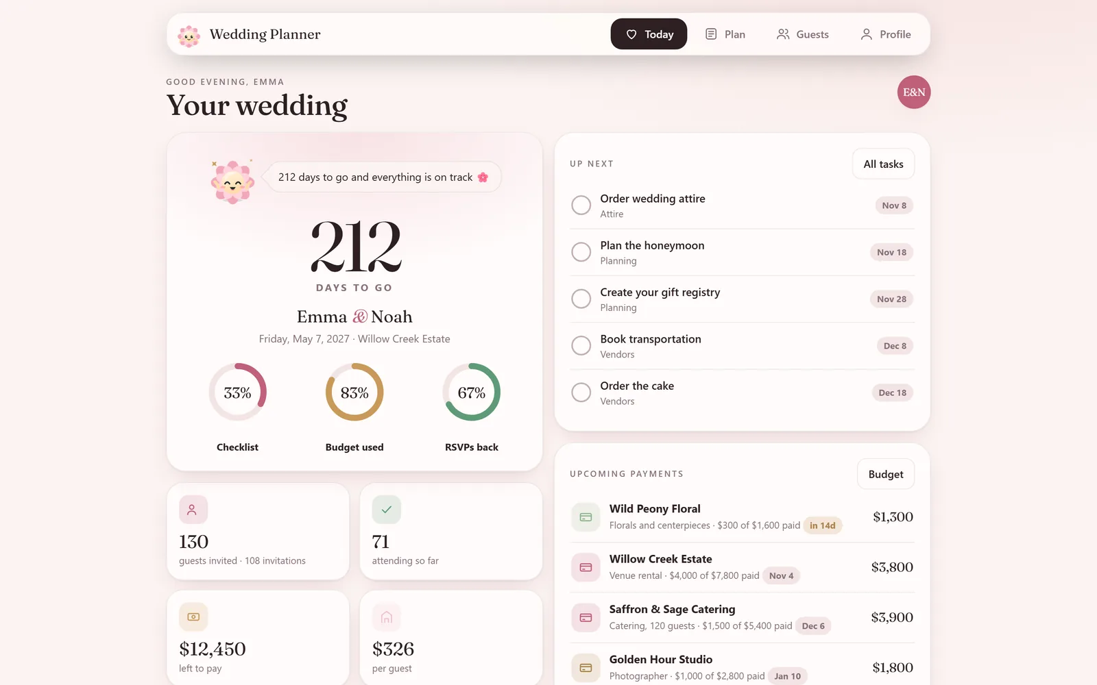 Wedding Planner on a laptop