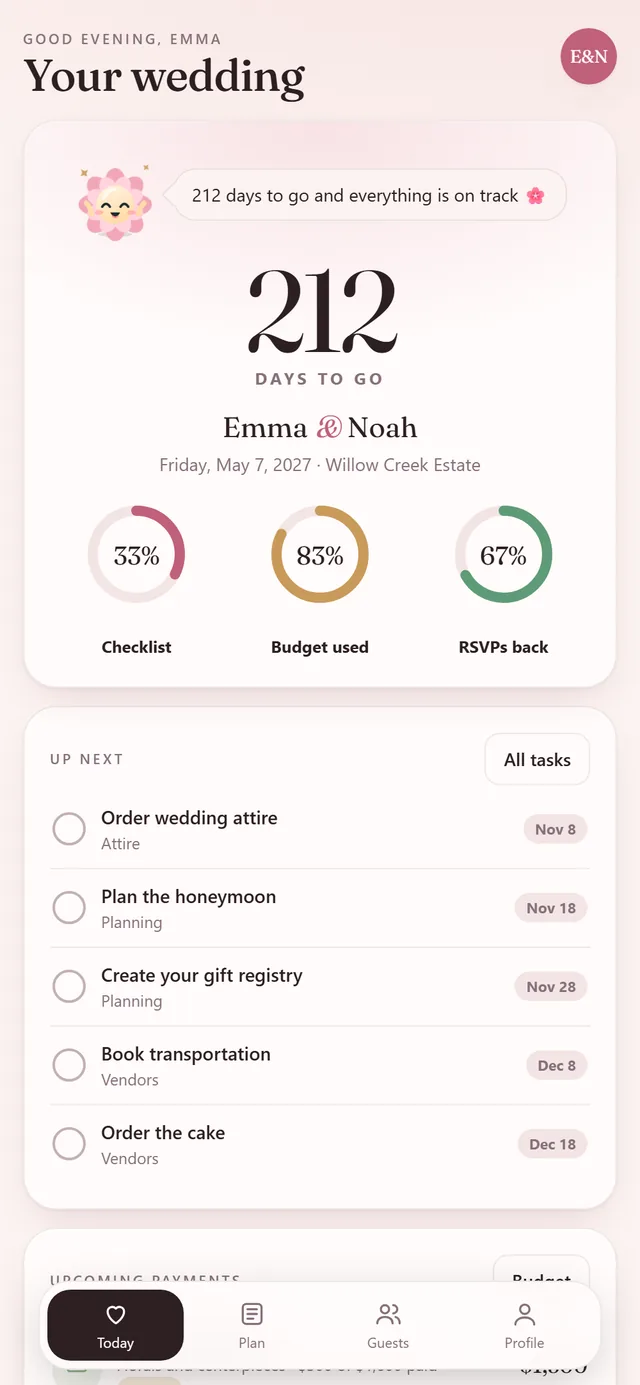 Wedding Planner app screen