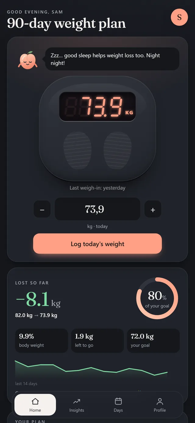 Weight Loss Tracker app screen